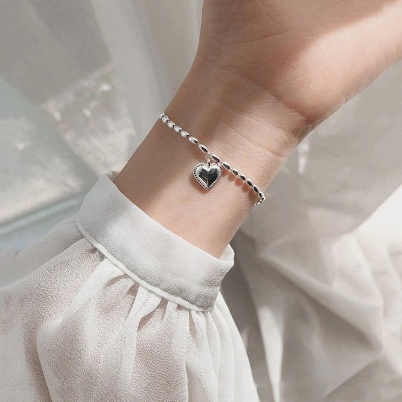 *NEW 925 Sterling Silver Simple Heart Bracelet - Picture 2 of 10